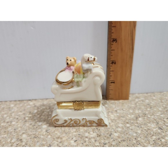 Vintage Lenox Christmas Sleigh Treasure Box Horse Bear - Picture 7 of 8